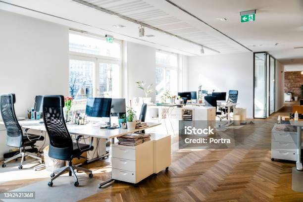 Modern Bright Office Space Stock Photo - Download Image Now - Office, Desk, Empty