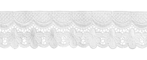 istock White cotton embroidered lace 1342424794