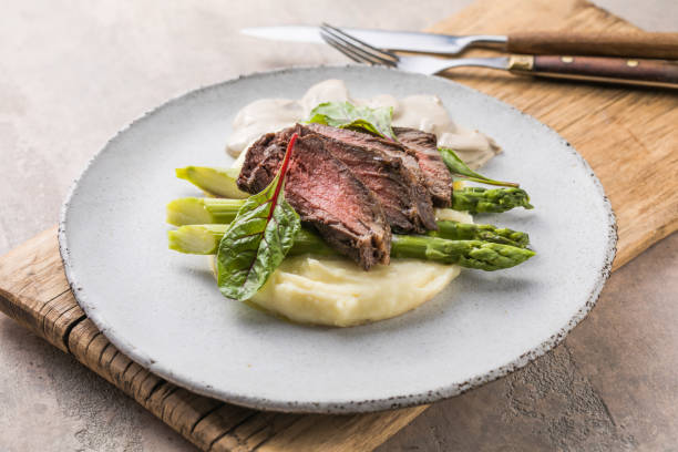 istock Traditional steak and mashed potatoes with blanched asparagus 1342426364
