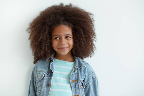 istock Cute girl in denim jacket 1342428715