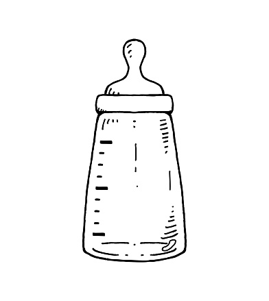 Hand drawn baby milk bottle