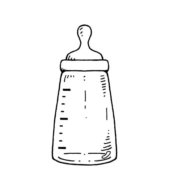 Vector illustration of Hand drawn baby milk bottle