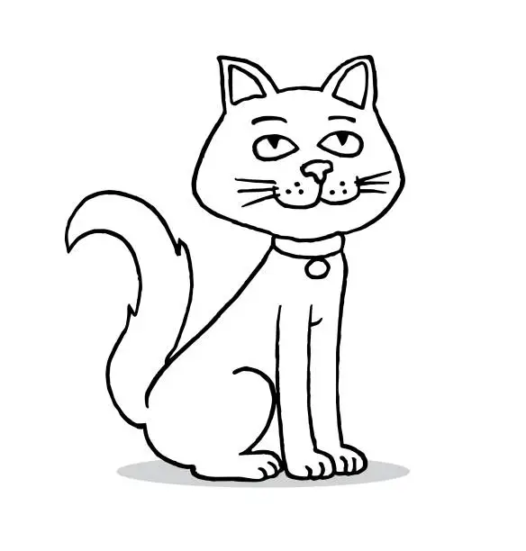 Vector illustration of Hand drawn cartoon cat