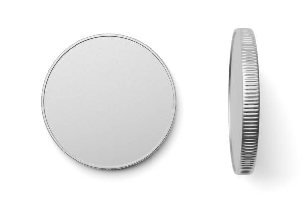 New silver coin isolated on white. 3D rendering.