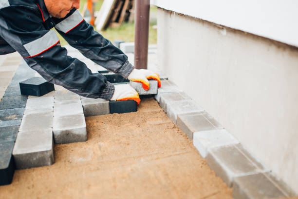 istock Concrete fabrication and paving stone laying 1342437208