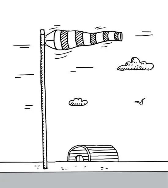Vector illustration of Hand drawn wind sock