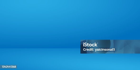 istock Vibrant background in blank blue tones. Empty stand to show the product. 1342441368