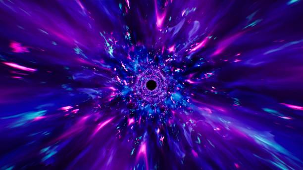 istock Burning Purple and Blue Colored Neon Dimensional Energy Burst out Effect 1342441381