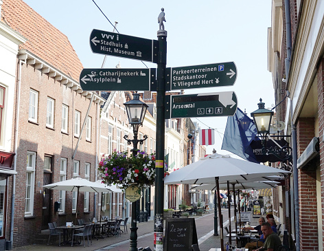 Netherlands. Brielle. August 20, 2021. The shopping street in historical center of Brielle