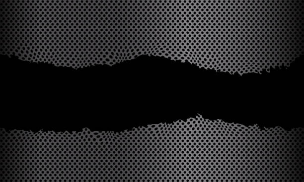 istock Abstract grey metallic torn circle mesh in black design modern luxury futuristic technology vector background illustration. 1342443832