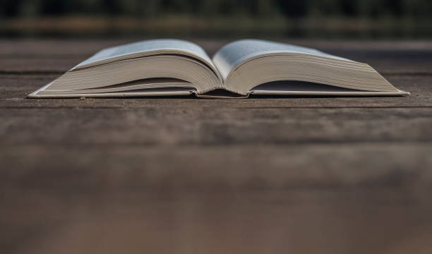 istock Open book on vintage grunge wood background with copy space 1342449319