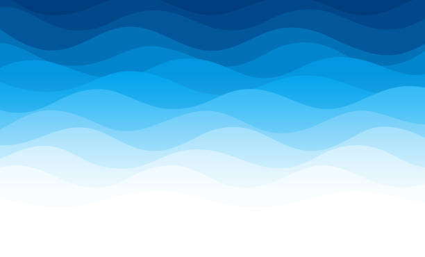 abstrakcyjna niebieska fala morskiego tła wektorowego - waveform stock illustrations
