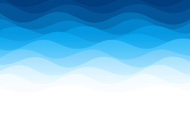 абстрактная голубая волна морского векторного фона - flowing blue rippled environment stock illustrations