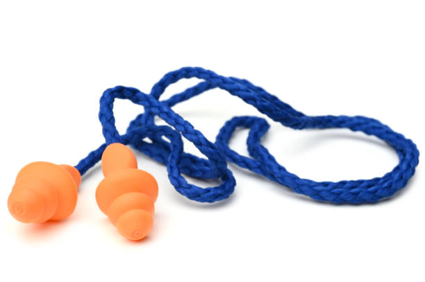 istock Orange earplugs with blue lace 1342450558