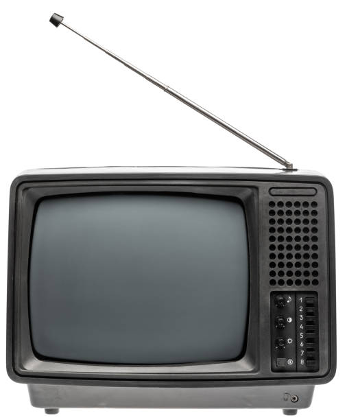istock Retro old portable TV set isolated on white 1342450674