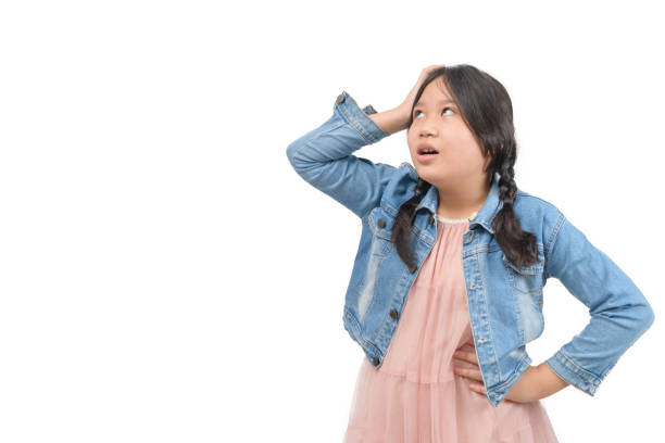 girl wearing a denim jacket feel bored isolated on white background, emotion concept