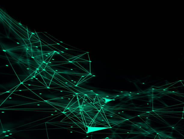 istock Network, abstract green triangle backgrounds for futuristic, global communications digital with copy space 1342453368