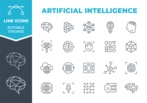 Set of icons: Machine Learning, Artificial Imyelligence
