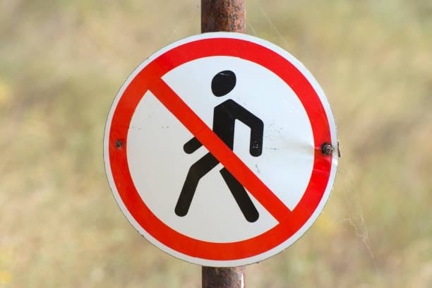 istock Prohibition sign on the pole. Forbidden zone. 1342461724
