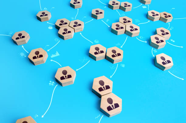 istock People and work together on a project. Delegation of responsibilities, division of work, globalization. Improving performance, innovation. Optimization of processes. Decentralized networking 1342463520