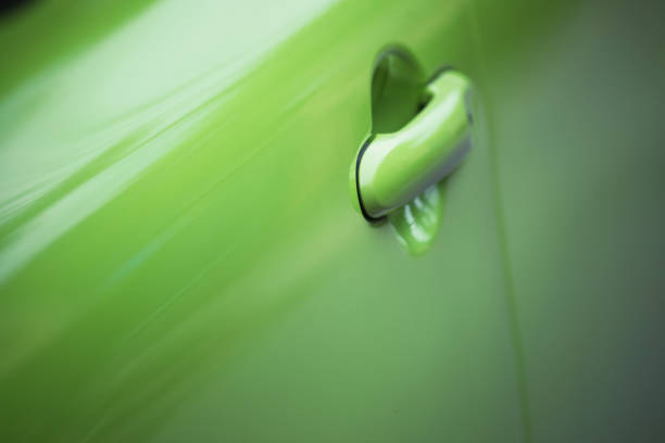 Green car door and knob