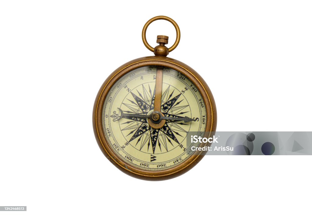 Business Photo compass isolated on white background Navigational Compass Stock Photo