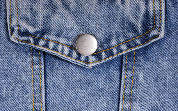 istock Blue denim jacket pocket close-up. 1342468543