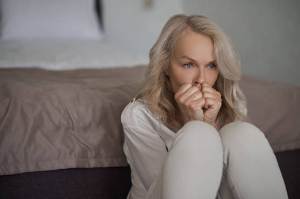 istock Serious Caucasian depressed lady lost in thought 1342474012