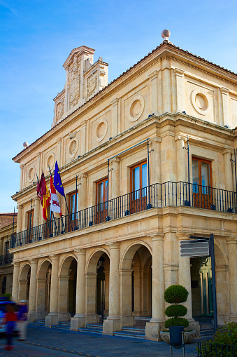 Ayuntamiento de Leon city town hall at Castilla of Spain. Camino de Santiago