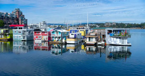 Floating houses in Victoria, British Columbia, Canada.