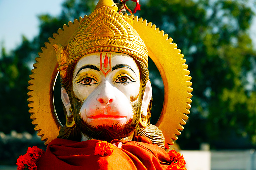 Iconic depiction of Lord Hanuman - the Monkey God as per Indian mythology.