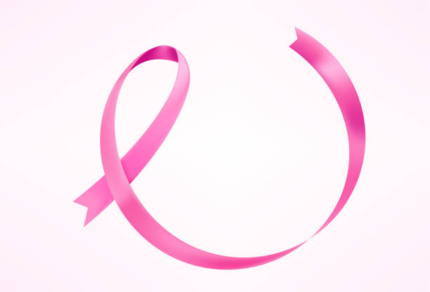 розовая лента выделена на белом фоне. символ рака молочной железы - breast cancer pink ribbon alertness stock illustrations