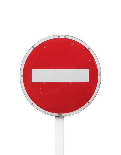 istock Red 'No Entry' road sign, isolated on white 134247750