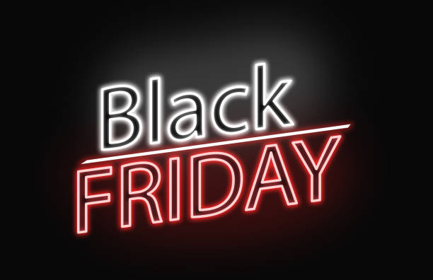 istock Text BLACK FRIDAY on dark background. Sale and special offer 1342477596