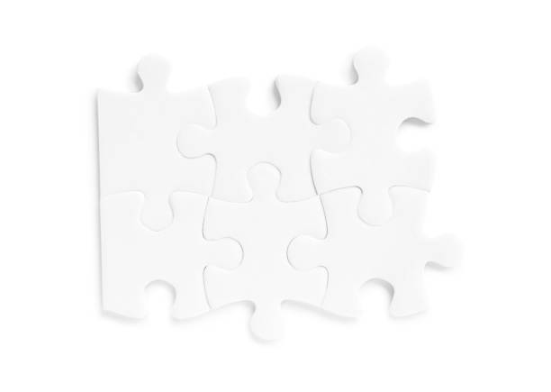 istock Blank puzzle pieces isolated on white, top view 1342479007
