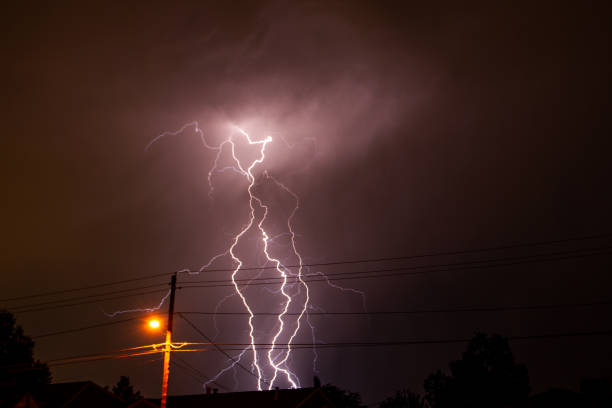 istock Tripl lightning Strike over a house 1342480790