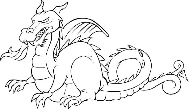 Esboço de dragão - ilustração de arte em vetor