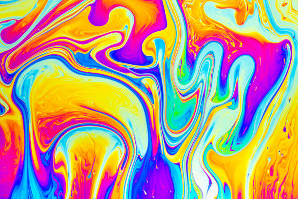 Close up on a soap bubble with abstract form and pattern for background stock photo