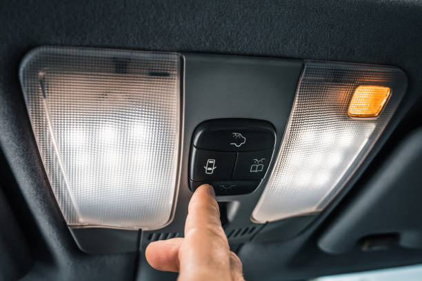 Interior lighting of car interior on the ceiling
