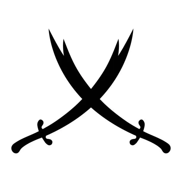 Vector illustration of Isolated drawing of the double edged crossed sword of Imam Ali