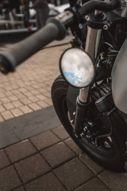 istock Reflection of the sky in a motorcycle mirror 1342491134