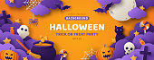 istock Halloween orange poster template 1342492375