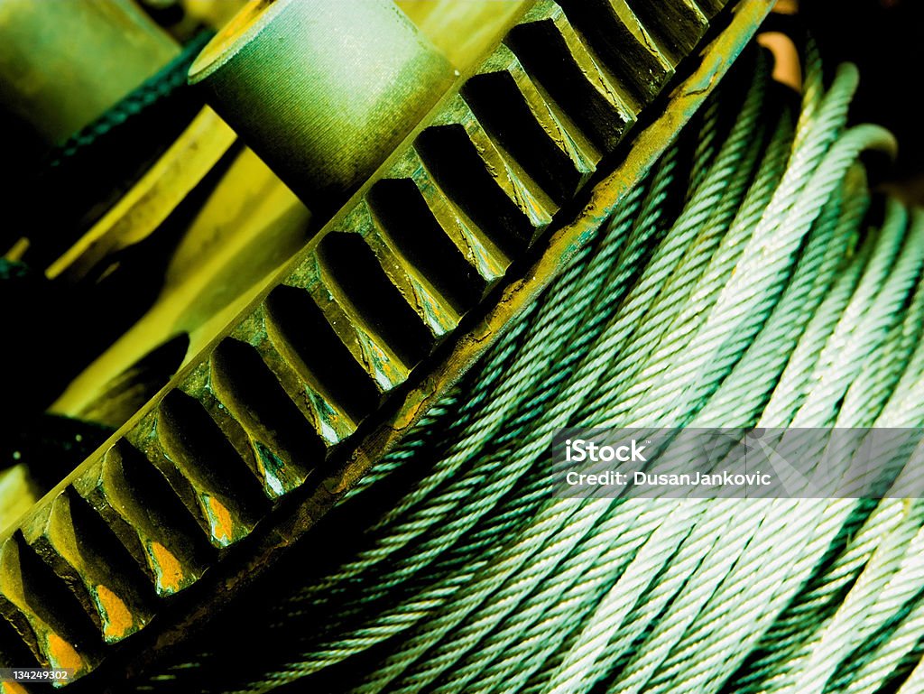 heavy work rusty gear with iron wire Activity Stock Photo