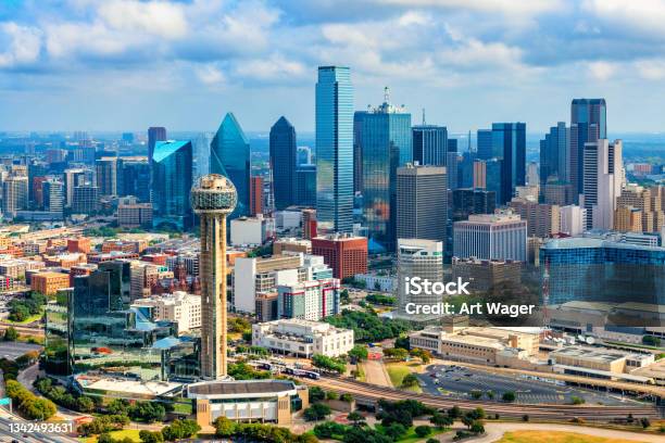 Dallas Skyline Aerial Stock Photo - Download Image Now - Dallas - Texas, Downtown District, Texas