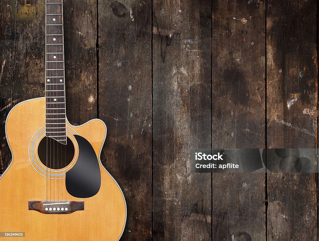 Guitarra em fundo de madeira rústico - Royalty-free Country e Western Foto de stock