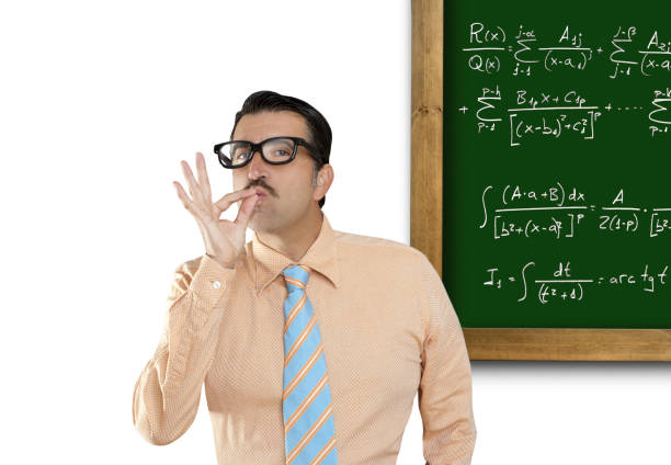 formula matematica genio nerd geek facile risoluzione - kissing nerd expertise humor foto e immagini stock