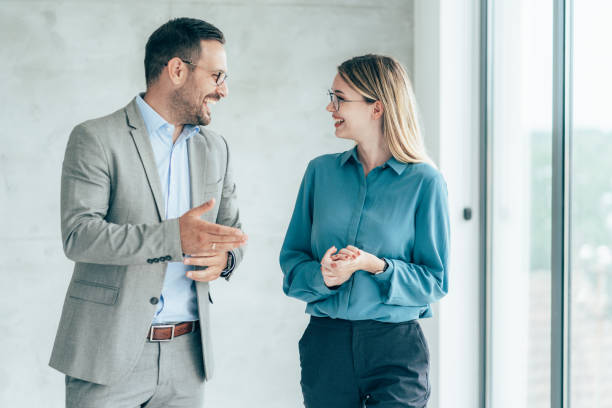 Two cheerful business people