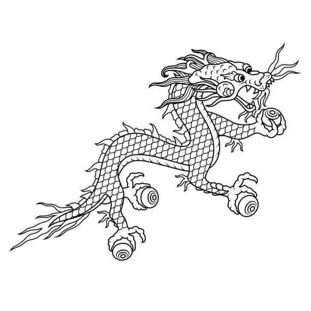 Vector illustration of Kingdom of Bhutan Druk (Thunder Dragon) Symbol