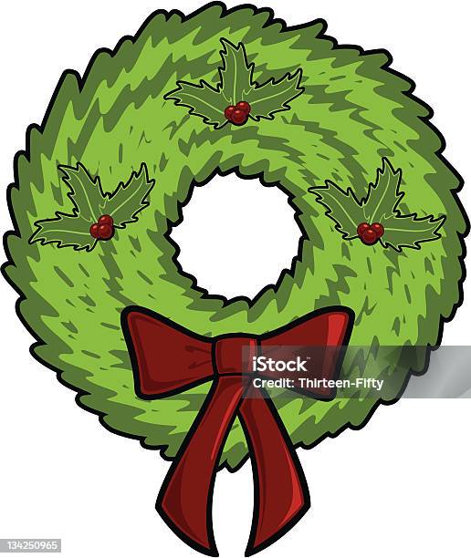 Christmas Wreath Stock Illustration - Download Image Now - Cartoon, Celebration, Christmas