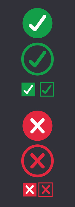 istock Button icons for: Accepted Rejected, Approved Disapproved, 1342509862